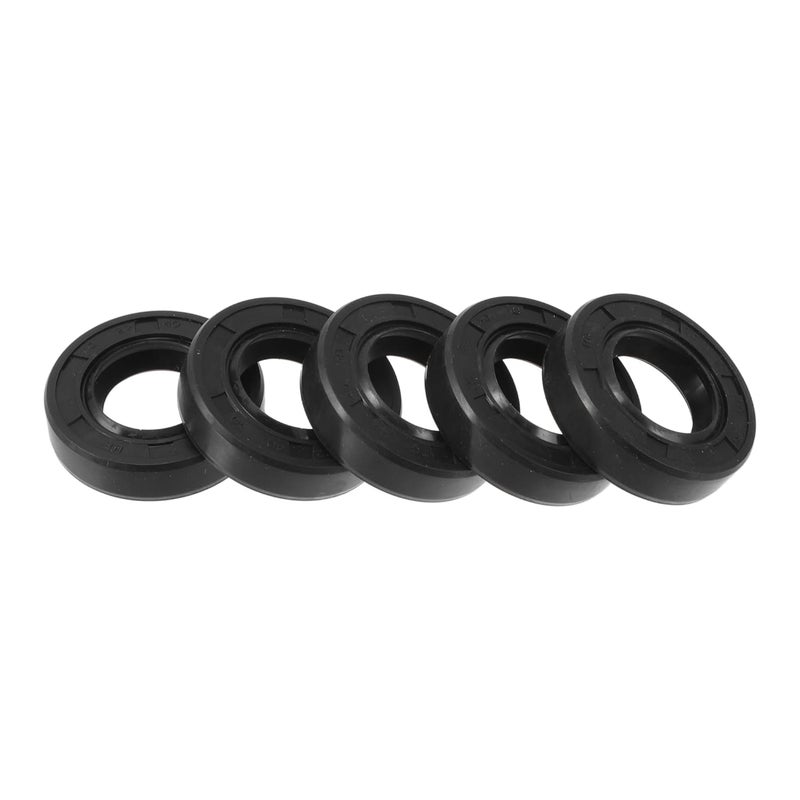 TUCKBOLD Universal Oil Seal TC Double Lip W Steel Spring Seal Ring Rotary Shaft Seal 22x40x10mm High Pressure NBR Rubber Black 5 Pcs - Image 1